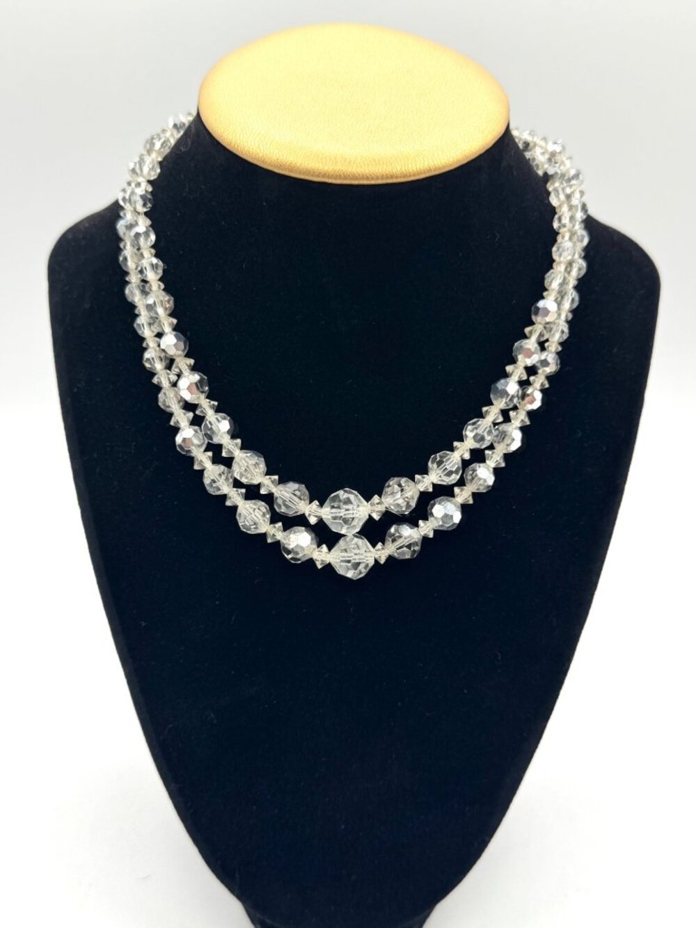 Vintage Multi Strand Faceted Glass Bead Necklace